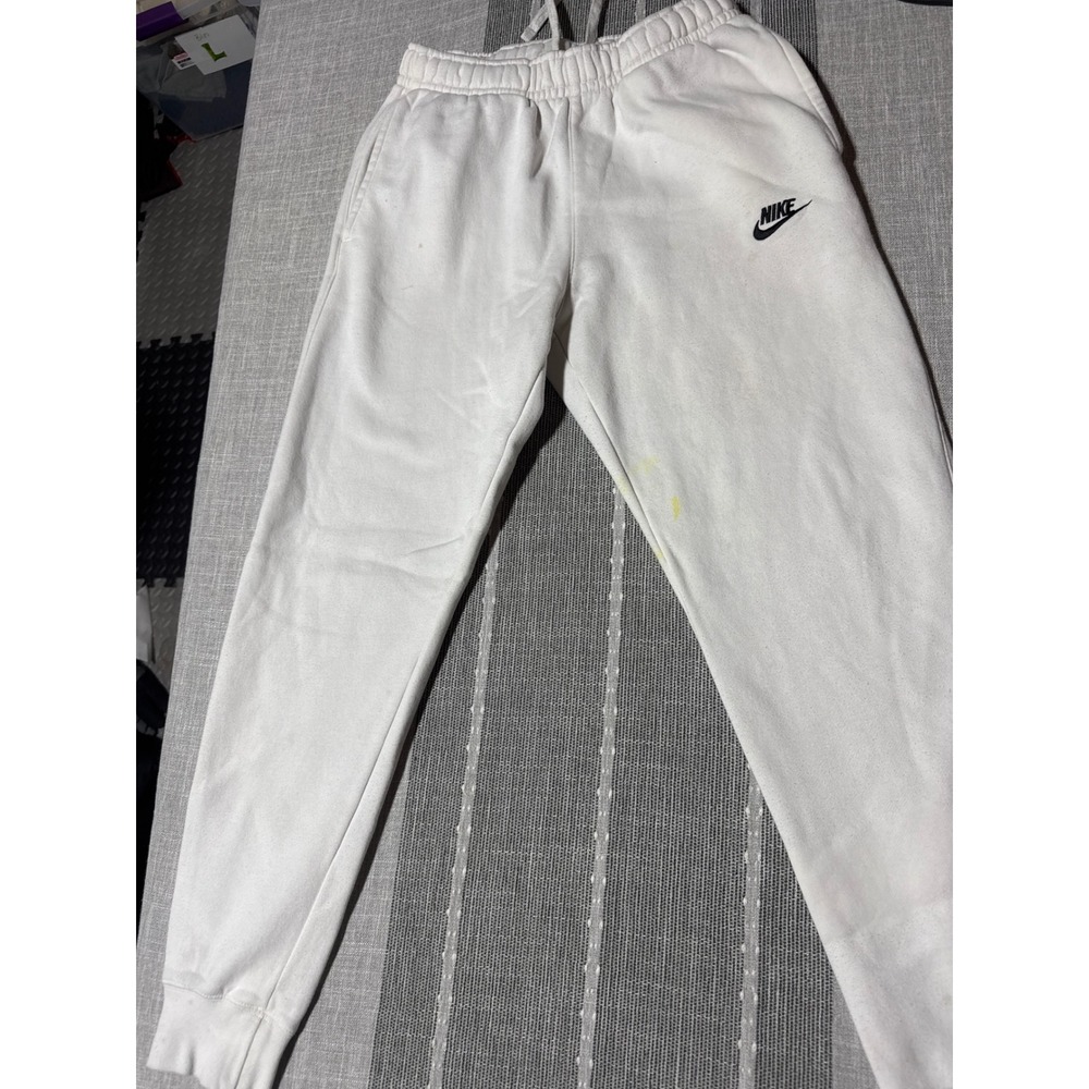 Nike Mens White Jogger Sweatpants Casual Athletic‎ Comfort Size M FAIR condition
